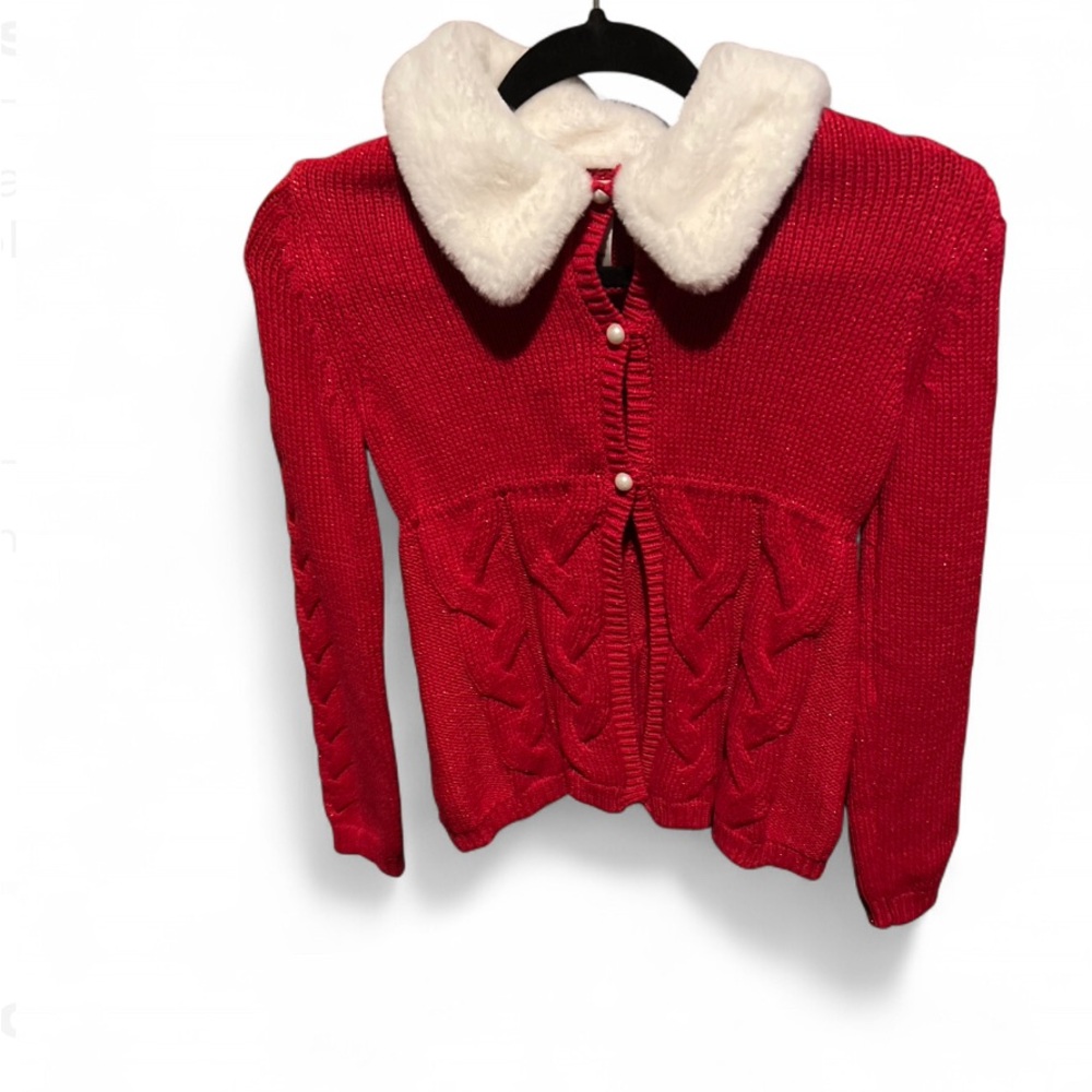 Max Studio Kids Red Sweater with White Collar